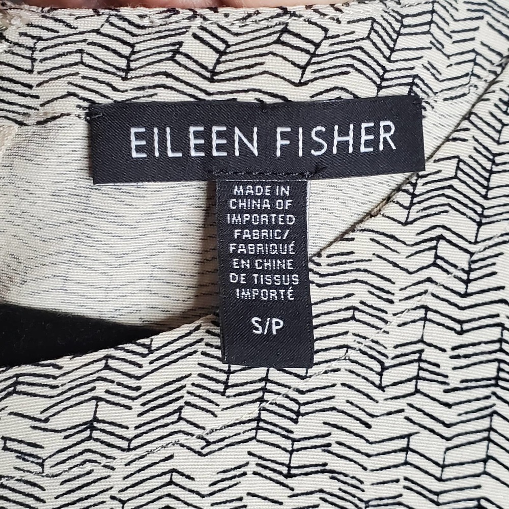 EILEEN FISHER Broken Chevron Print Crew Neck Sleeveless Swing Dress Sz Small S - Picture 5 of 7